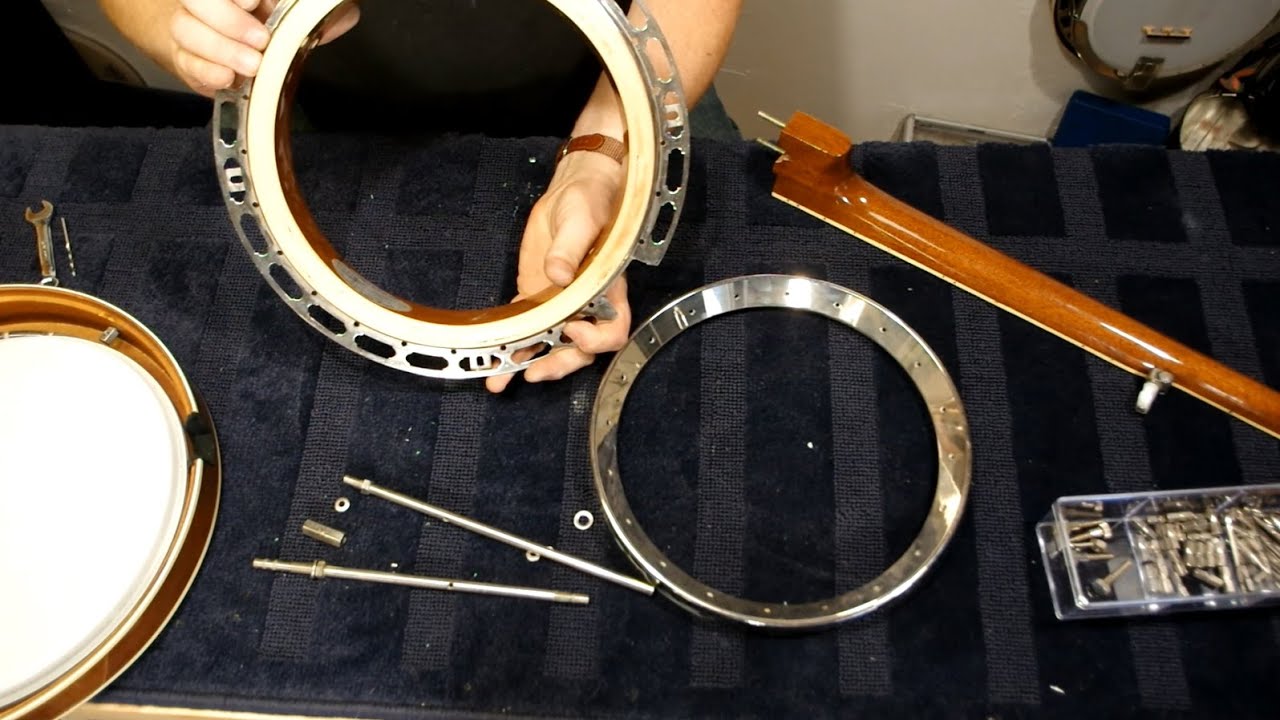 Gold Star bluegrass banjo disassembly- What a lot of banjo parts!