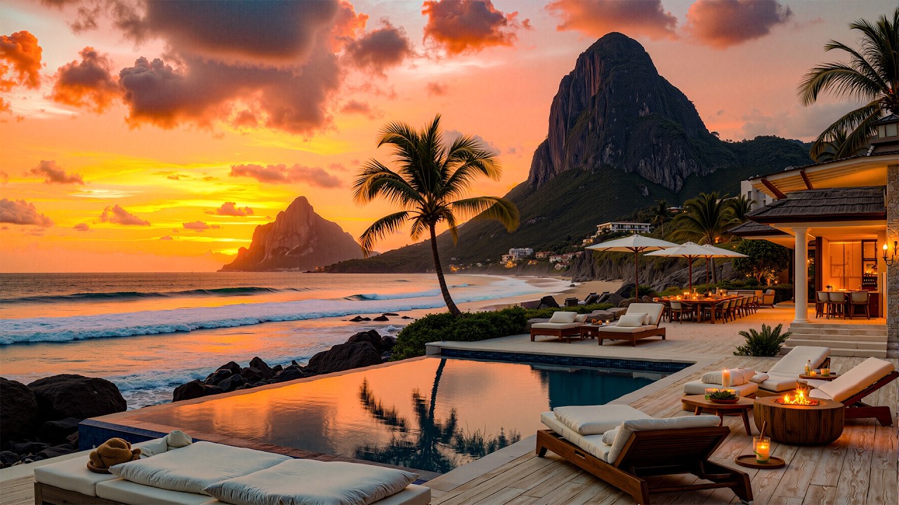 Luxury Resort Balconies And Soothing Jazz Music - Romantic Jazz Music And The Gentle Sound Of Waves