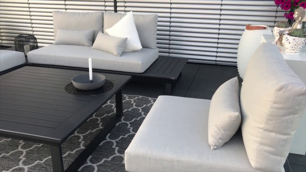 ICM Gartenlounge Grenoble  Outdoorlounge Aluminium Anthrazit Gartenm&ouml;bel  hochwertige Qualit&auml;t