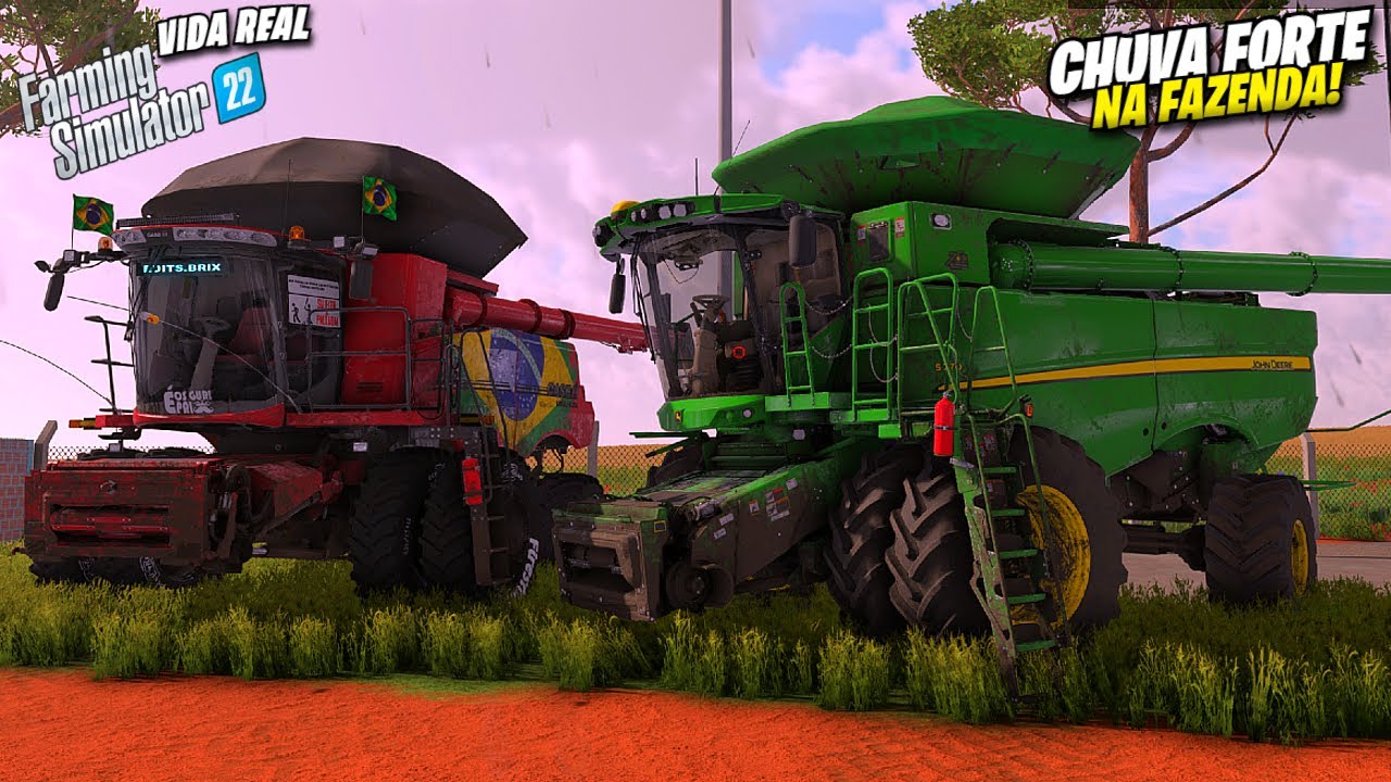 Uma Forte CHUVA Na Fazenda!! Tivemos Que Pausar a Colheita - Farming Siumalator 22 - Vida Real!!