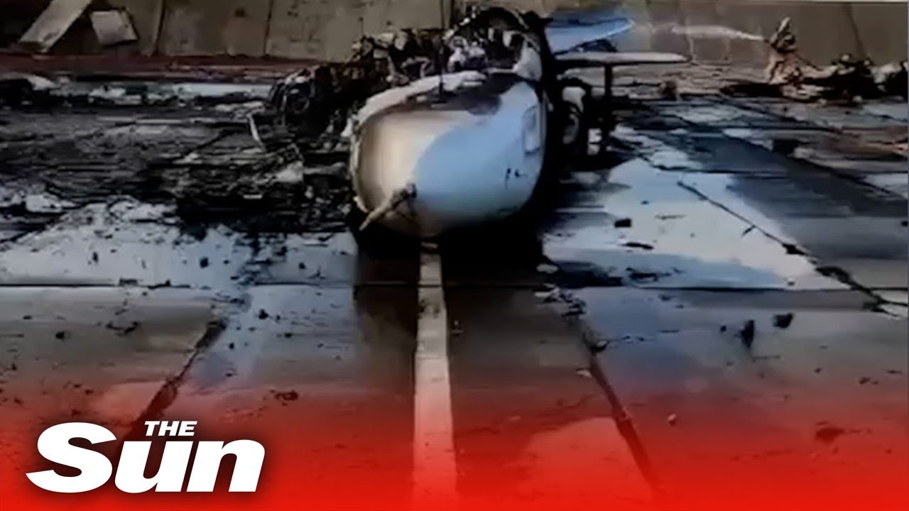 ‘Carnage at Crimean airbase including a blitzed Putin Su 24M attack warplane'