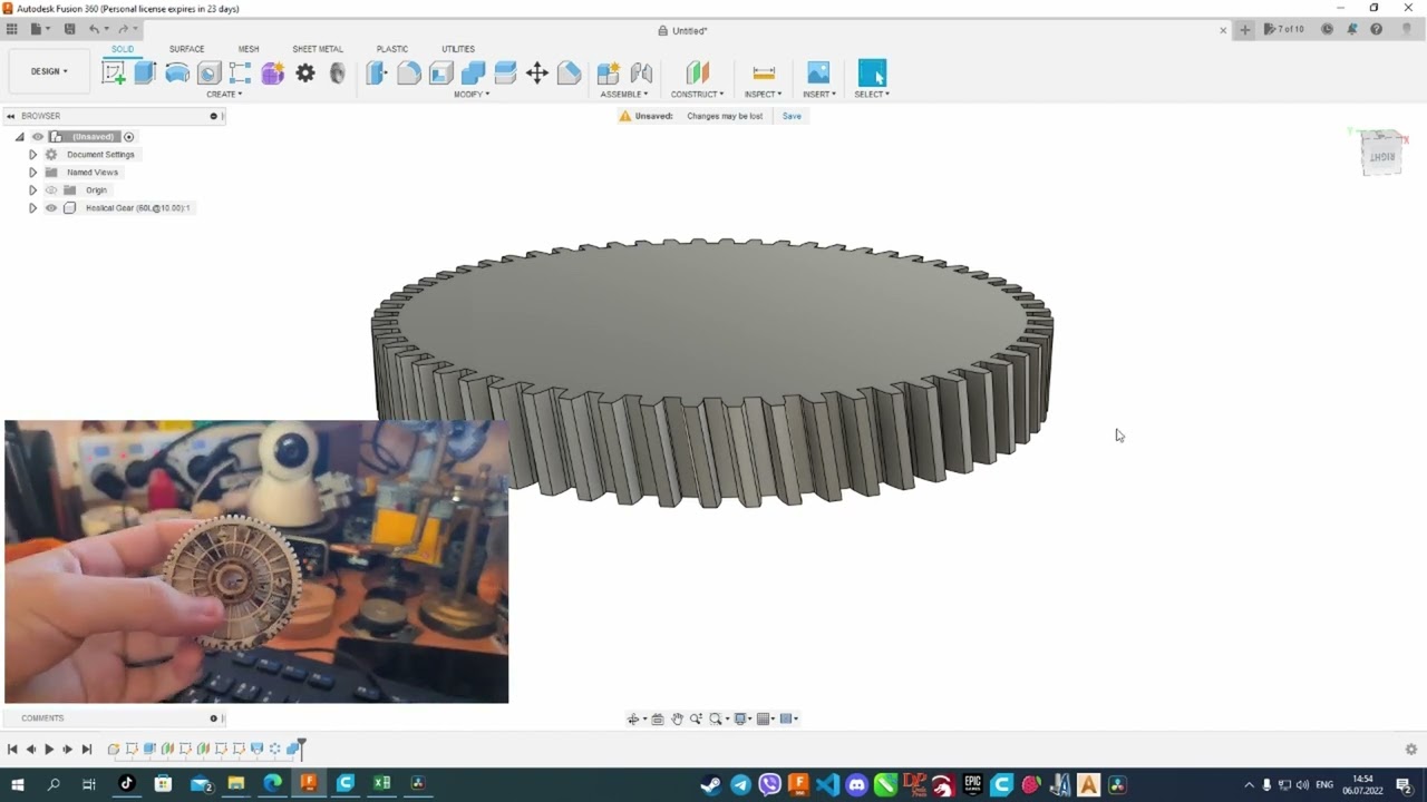 FUSION 360. Урок по створенню косозубої шестерні