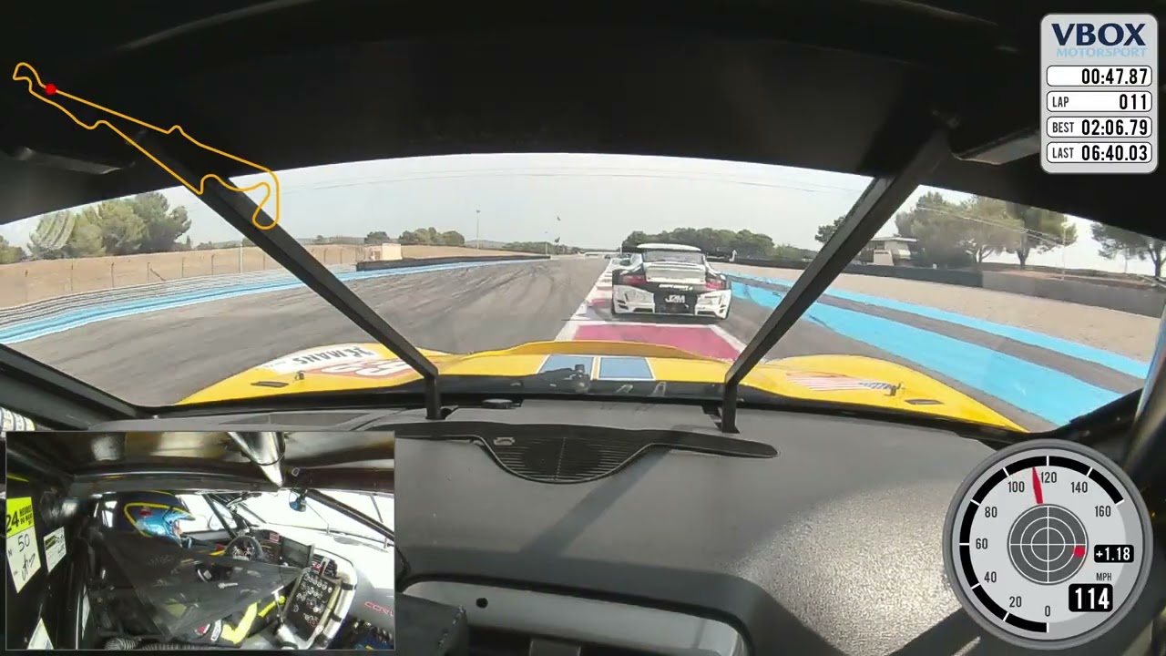 Le Mans winning Corvette C6R GT2 sets lap record at Paul Ricard while passing Porsche GT3RSR