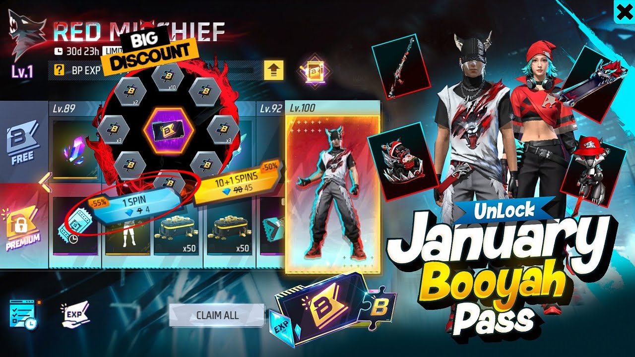 Buying January Month Booyah Pass |January Booyah Pass Unlock |FF New Event Today|Free Fire New Event