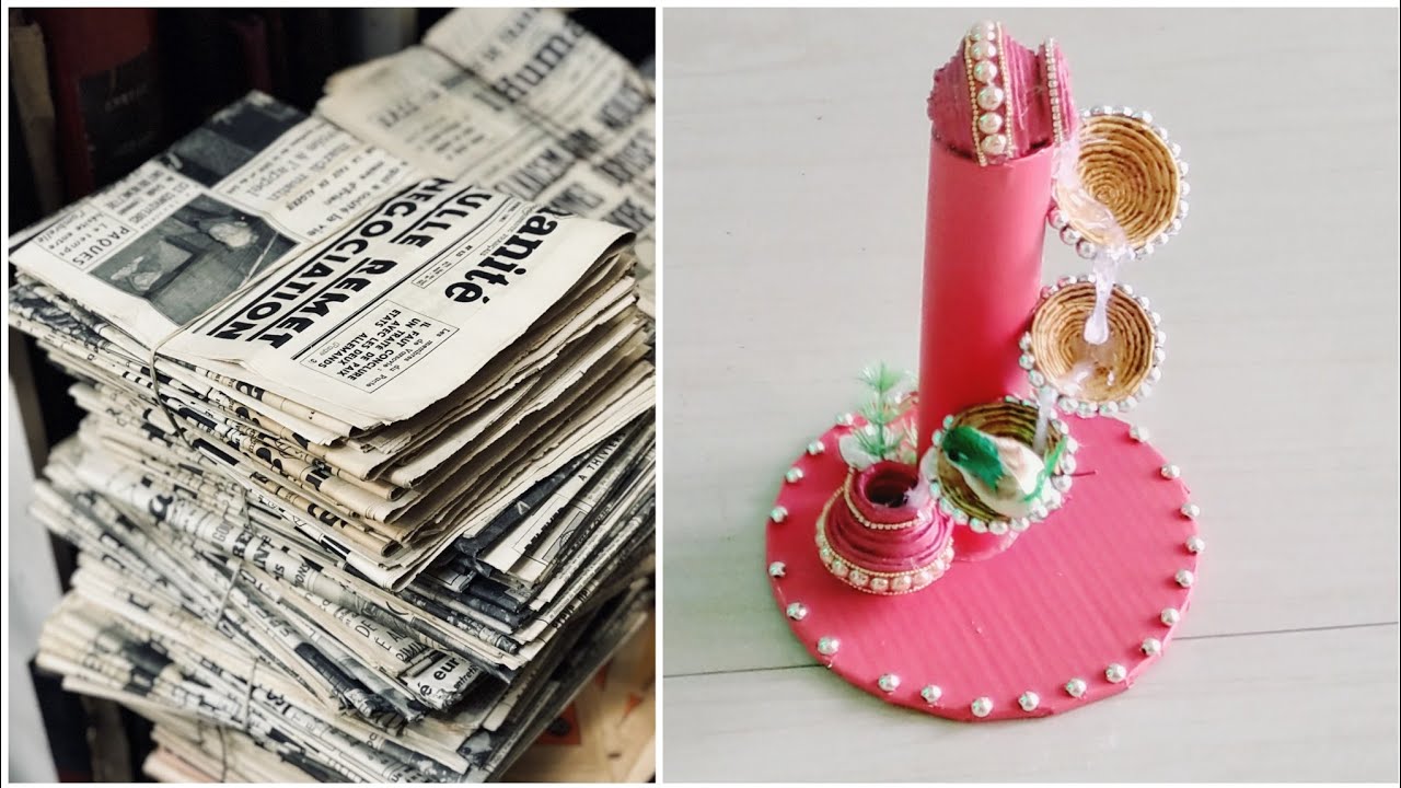 DIY Newspaper Waterfall Showpiece /Best Reuse Of Old Newspaper / Best Out Of Waste Newspaper