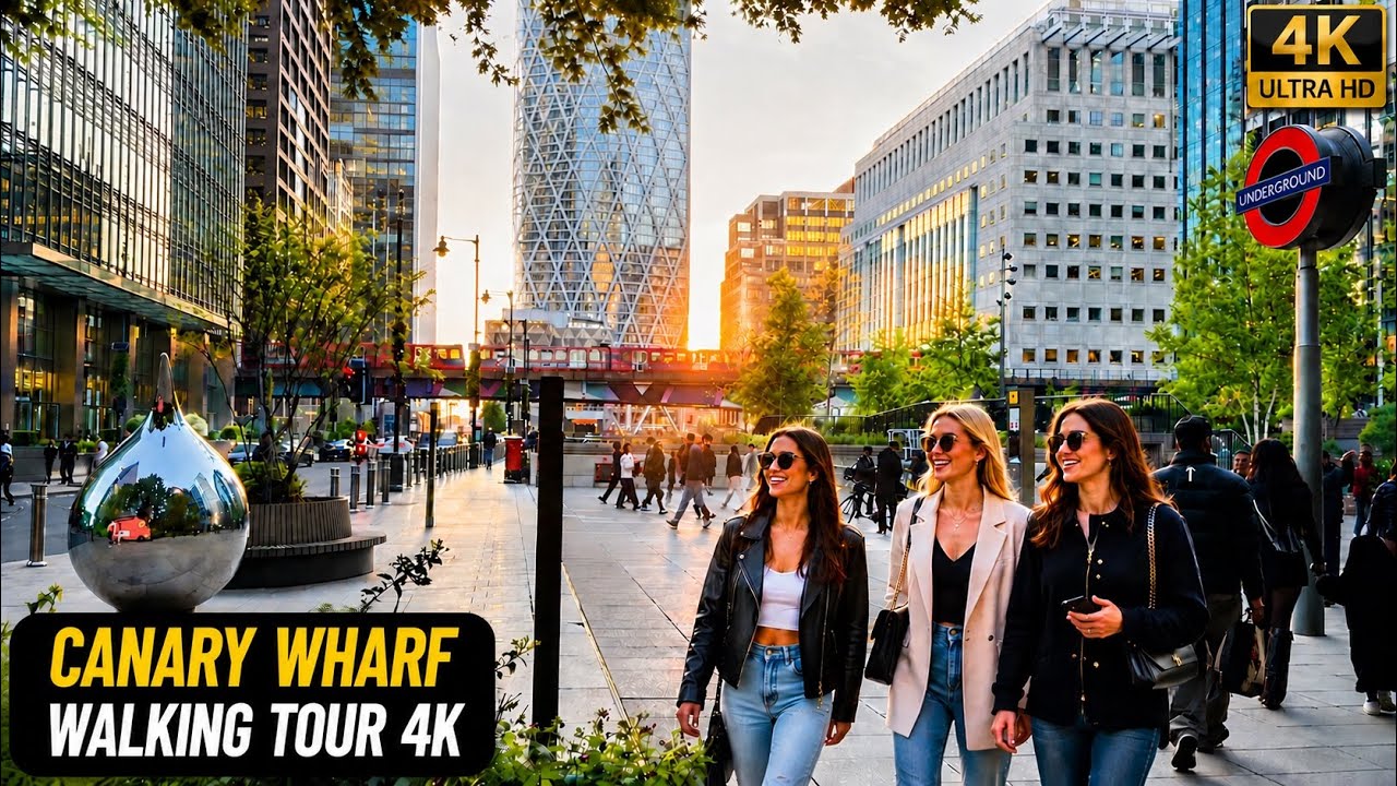 Canary Wharf London Walking Tour 4K 🇬🇧 | Walking Through Luxury Skyscrapers & Waterfront London