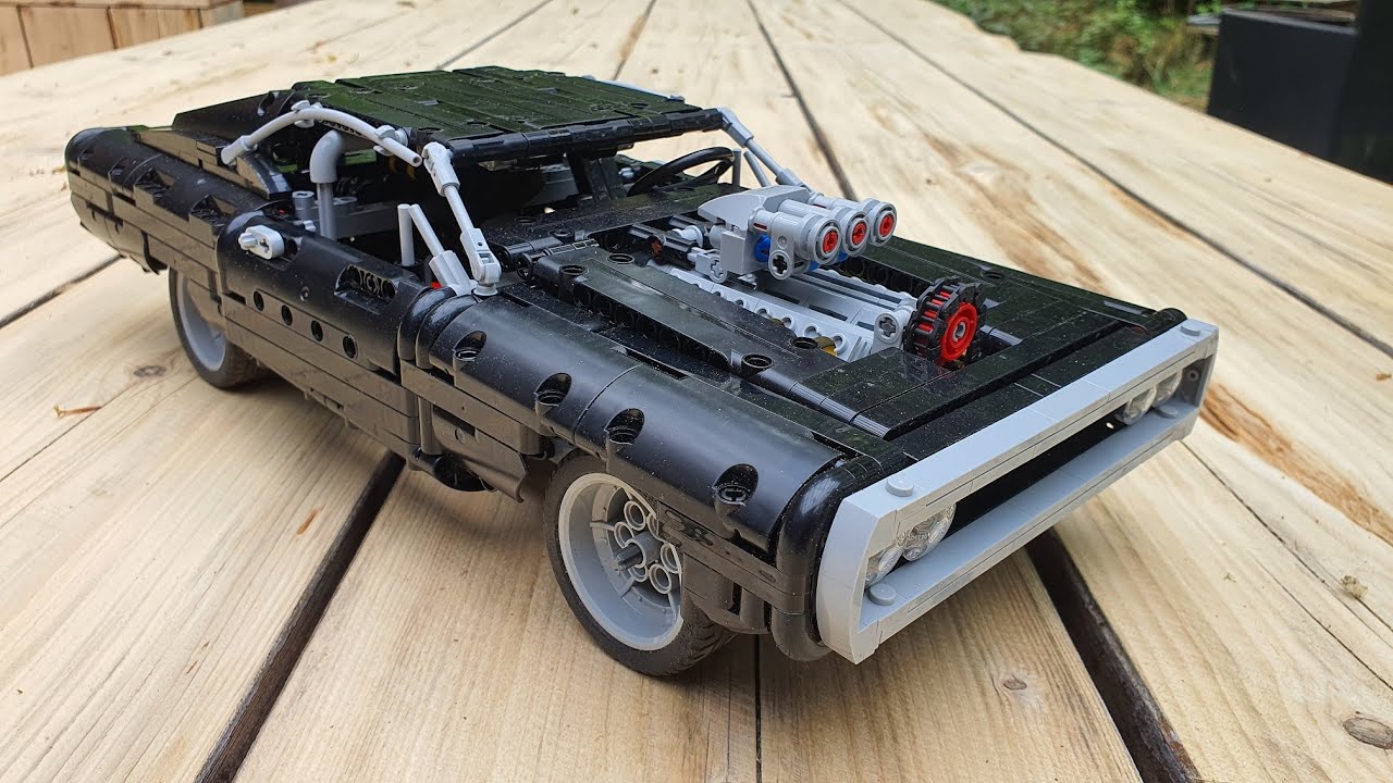 Fully RC Lego Technic Dom's Dodge Charger model 42111 with fast buggy motor, lights and some changes