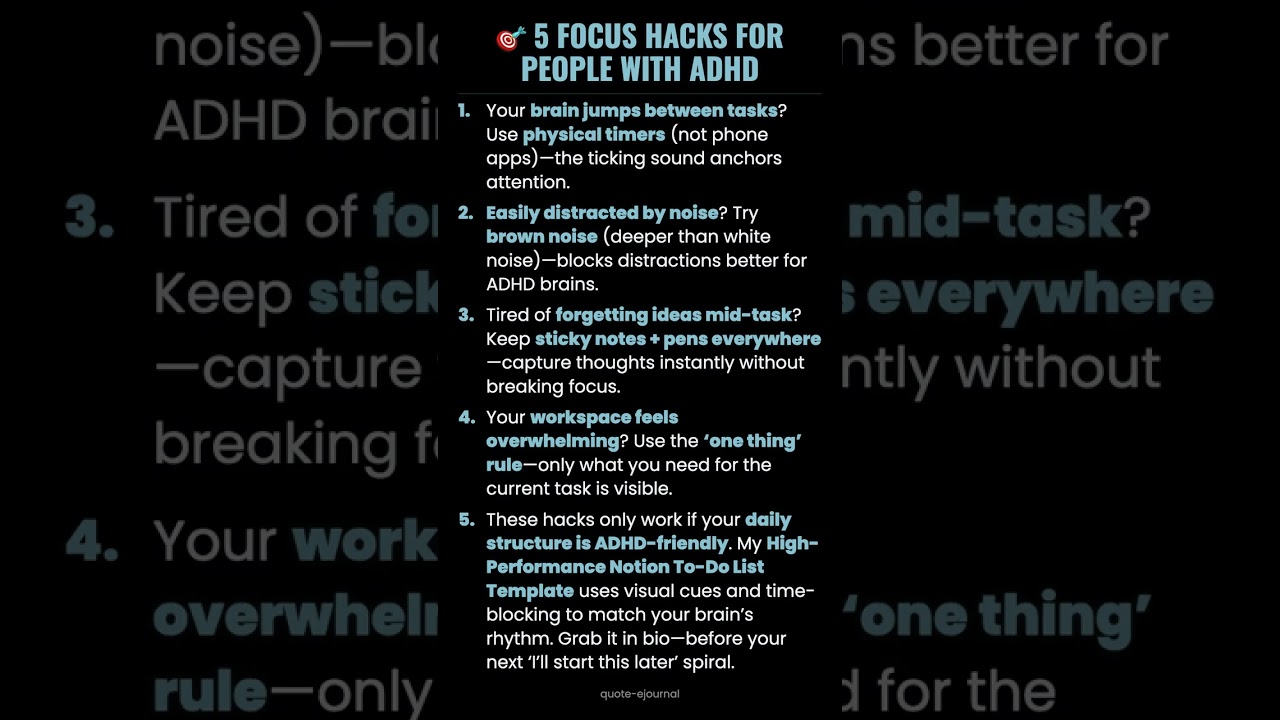 🎯 5 Focus Hacks for People with ADHD 