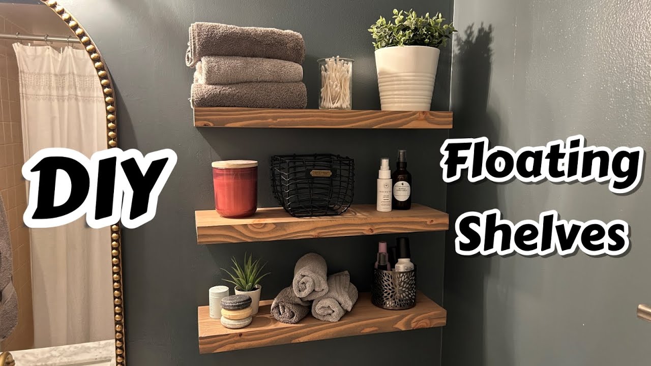 DIY Floating Shelves in Bathroom