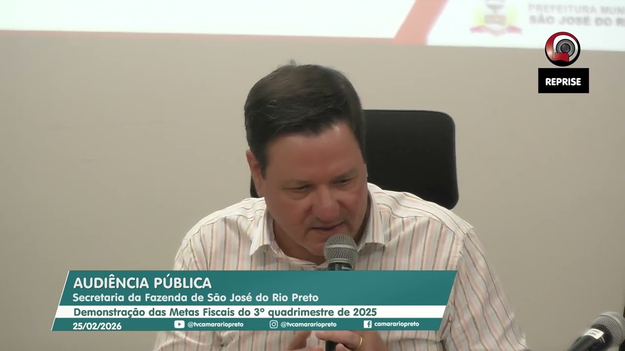Audiência para demonstração das metas fiscais do 3º quadrimestre de 2025 da Prefeitura de Rio Preto
