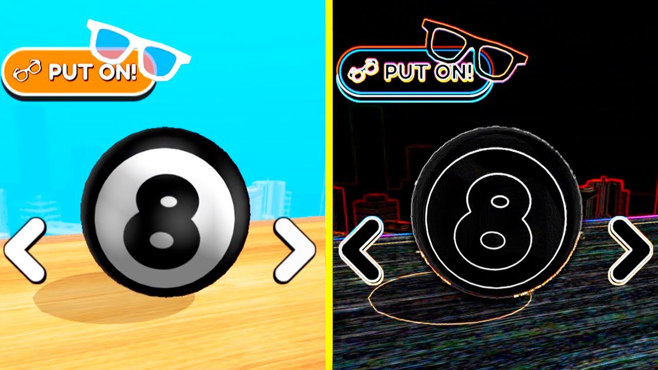 Going Balls - Pool Ball in Real World vs. Pool Ball in Black & White World! Race 1257