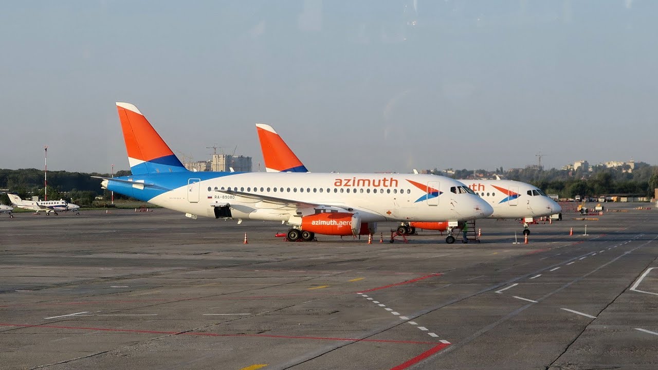 Первый рейс авиакомпании Азимут (ROV-VKO на Superjet 100)