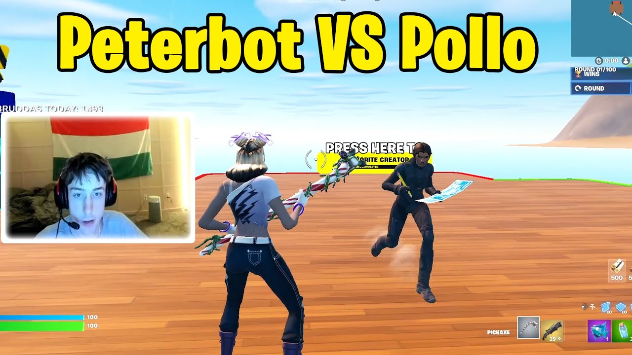 Peterbot против Pollo 1 на 1 TOXIC Реалистичное PvP! #fortnite