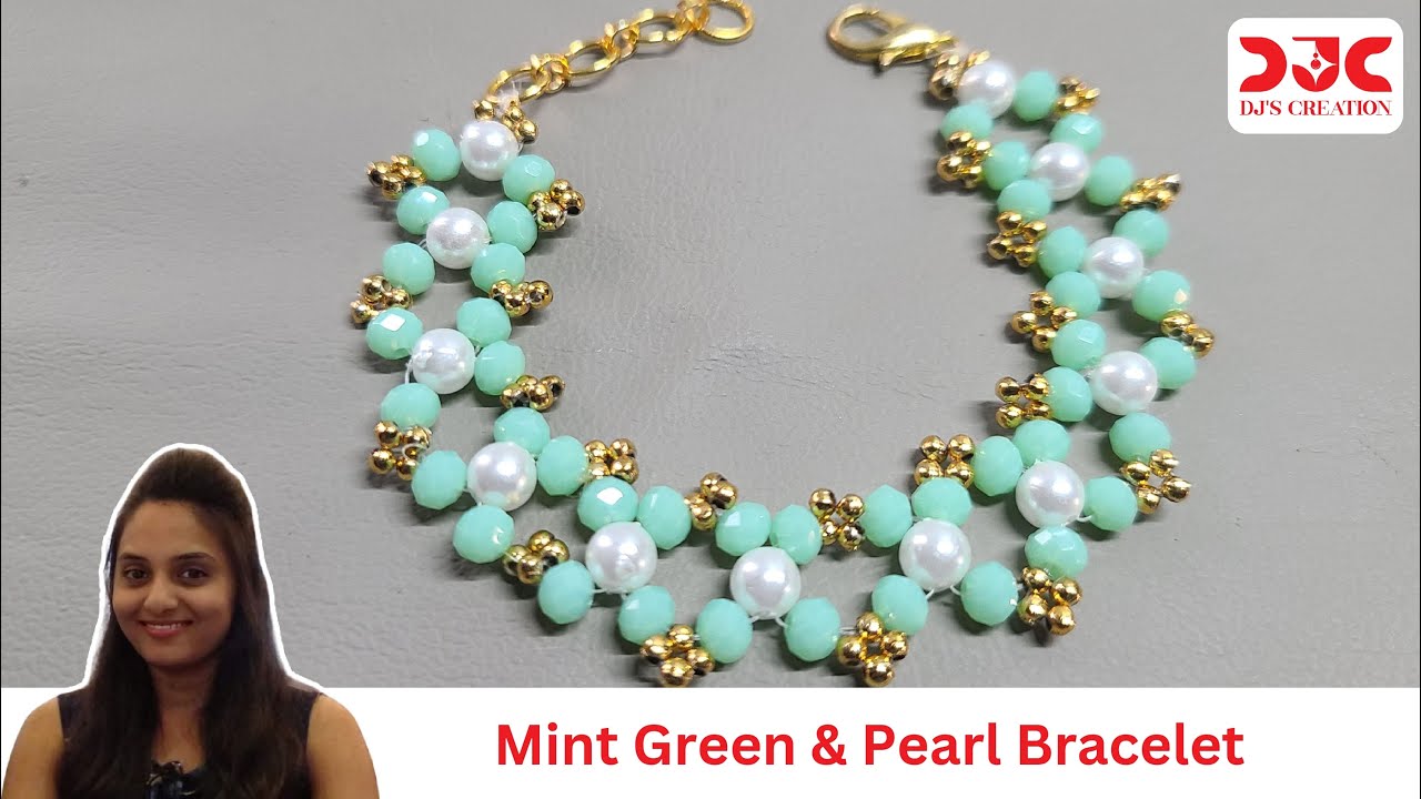 Mint Green & Pearl Bracelet Making Easy DIY Jewelry Tutorial dj' screation 