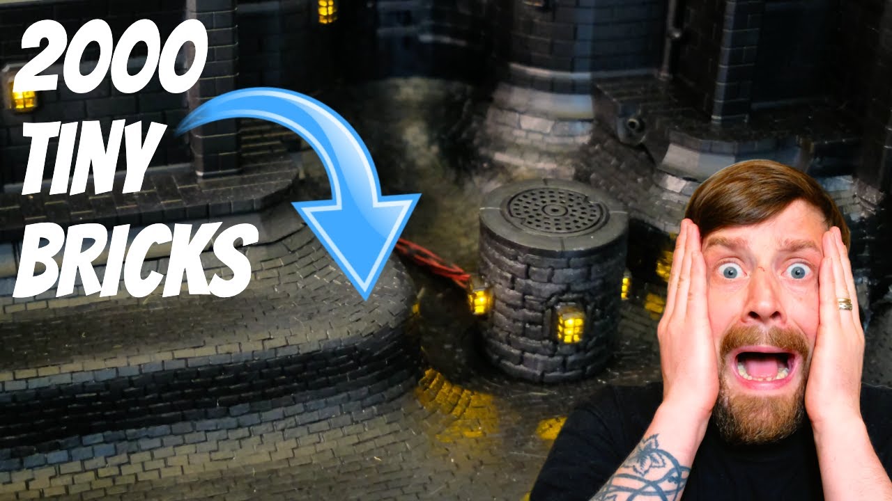 I glued over 2000 TINY BRICKS for this Dungeon Sewer !!