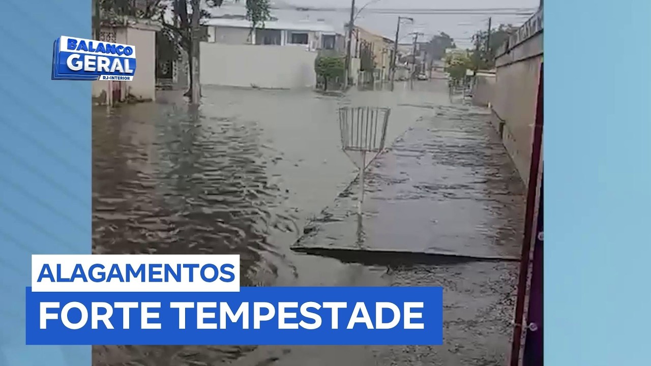 Tempestade alaga rapidamente ruas de Campos (RJ) no final da manh&atilde;