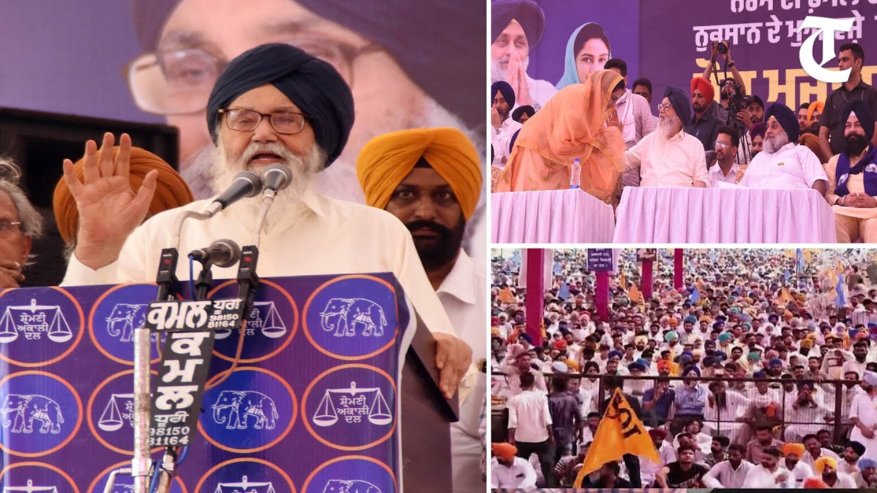 Former CM Parkash Singh Badal makes comeback to political stage during protest rally in Bathinda