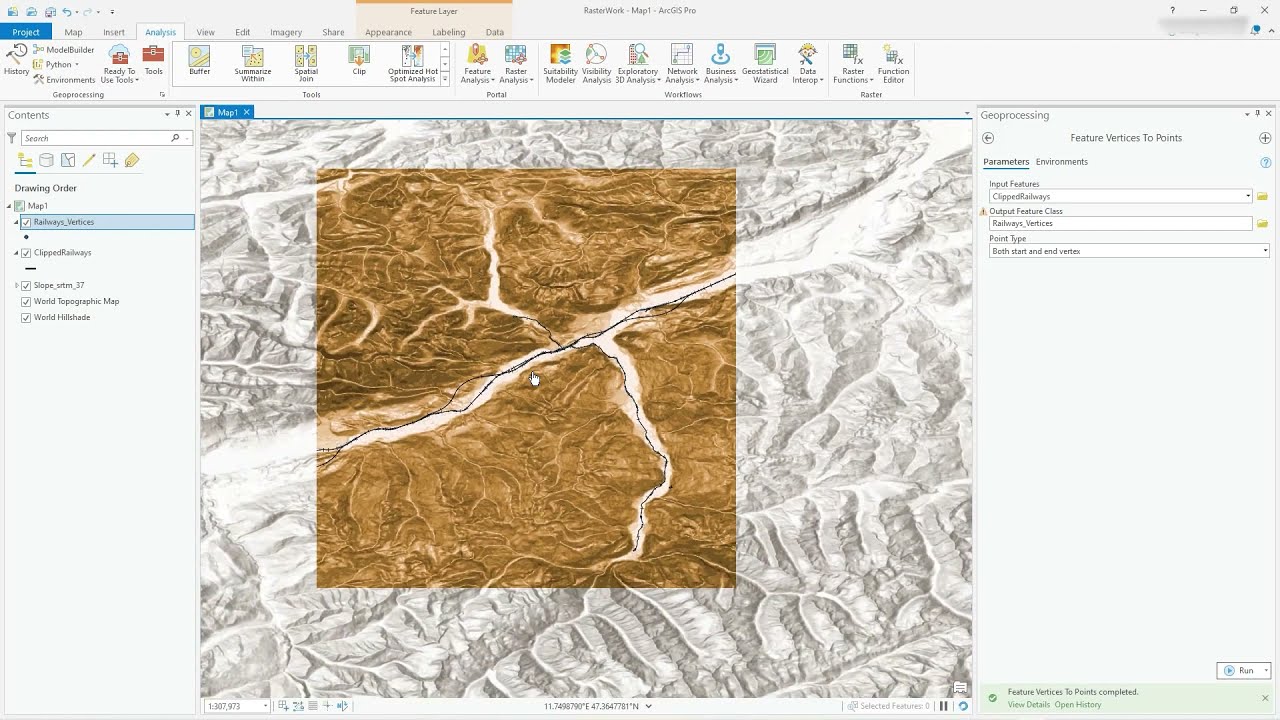 ArcGISPro — извлечение начальной/конечной точки из железнодорожной сети и обновление с уклоном