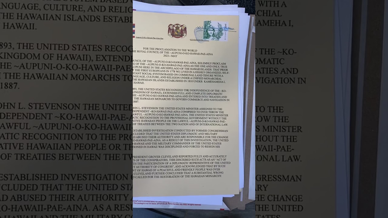 PROCLAMATION OF THE ROYAL COUNCIL IS OUT IN KO HAWAII PAE AINA. MAY 2023.