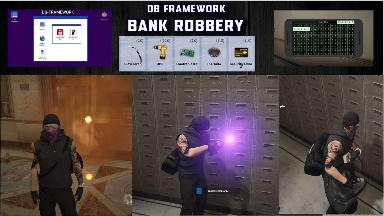 FiveM Bank Robbery | Unique Features | Big bank | Fleeca Bank Robbery | DB Framework