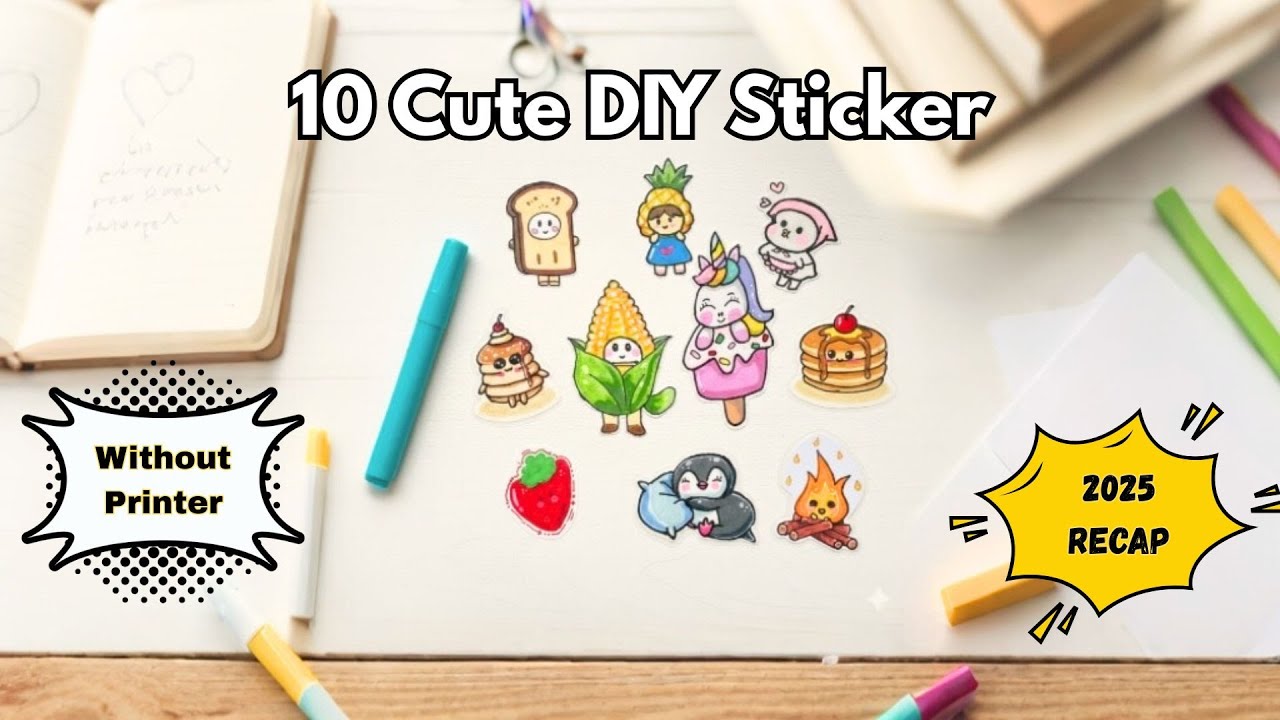 10 Cute DIY Sticker without Printer | 2025 Recap Making Sticker at Home