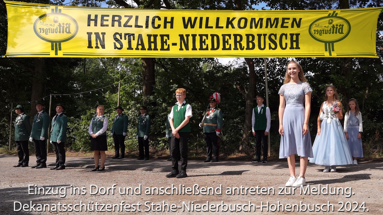 Schützenfest Stahe Niederbusch 2024 Einzug der auswärtigen Vereine ins Dorf Dekanat Gangelt Selfkant