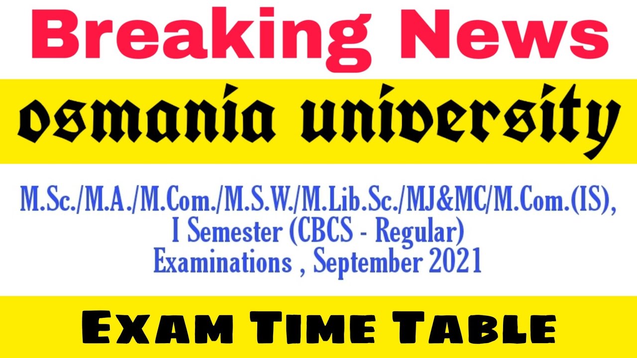 PG Exams September 2021 | PG 1st Semester | MA MCom MSc MSW | PG OU