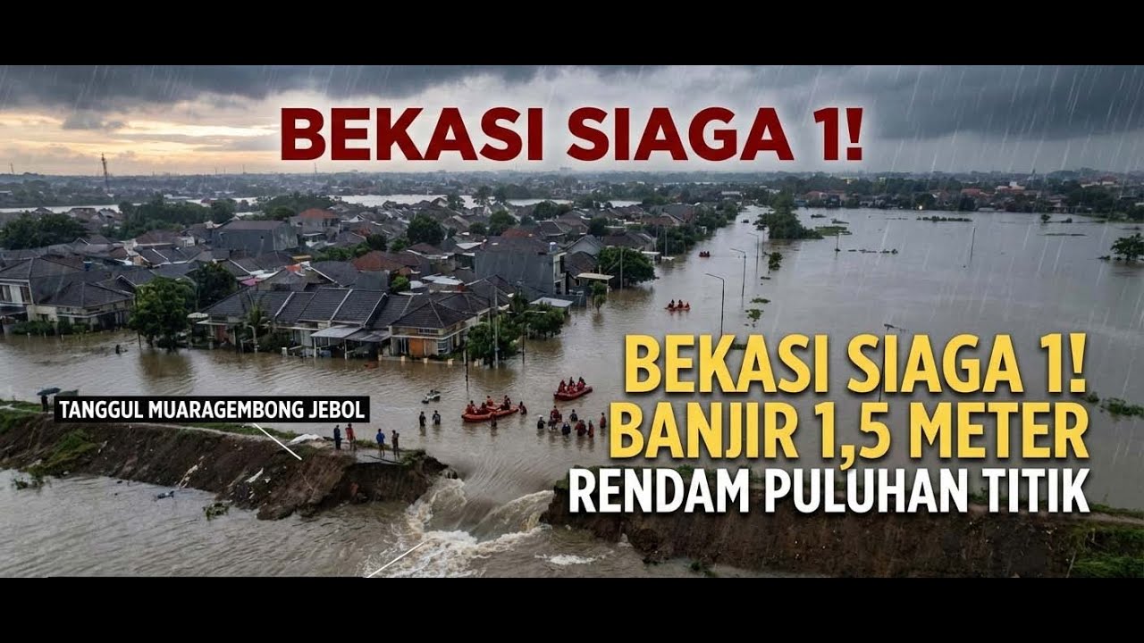 Bekasi Siaga 1! Banjir 1,5 Meter Rendam Puluhan Titik, Tanggul Muaragembong Jebol