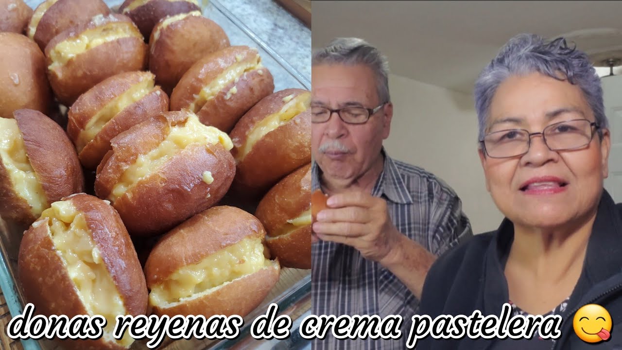 Masa de donas rellena de crema pastelera o 