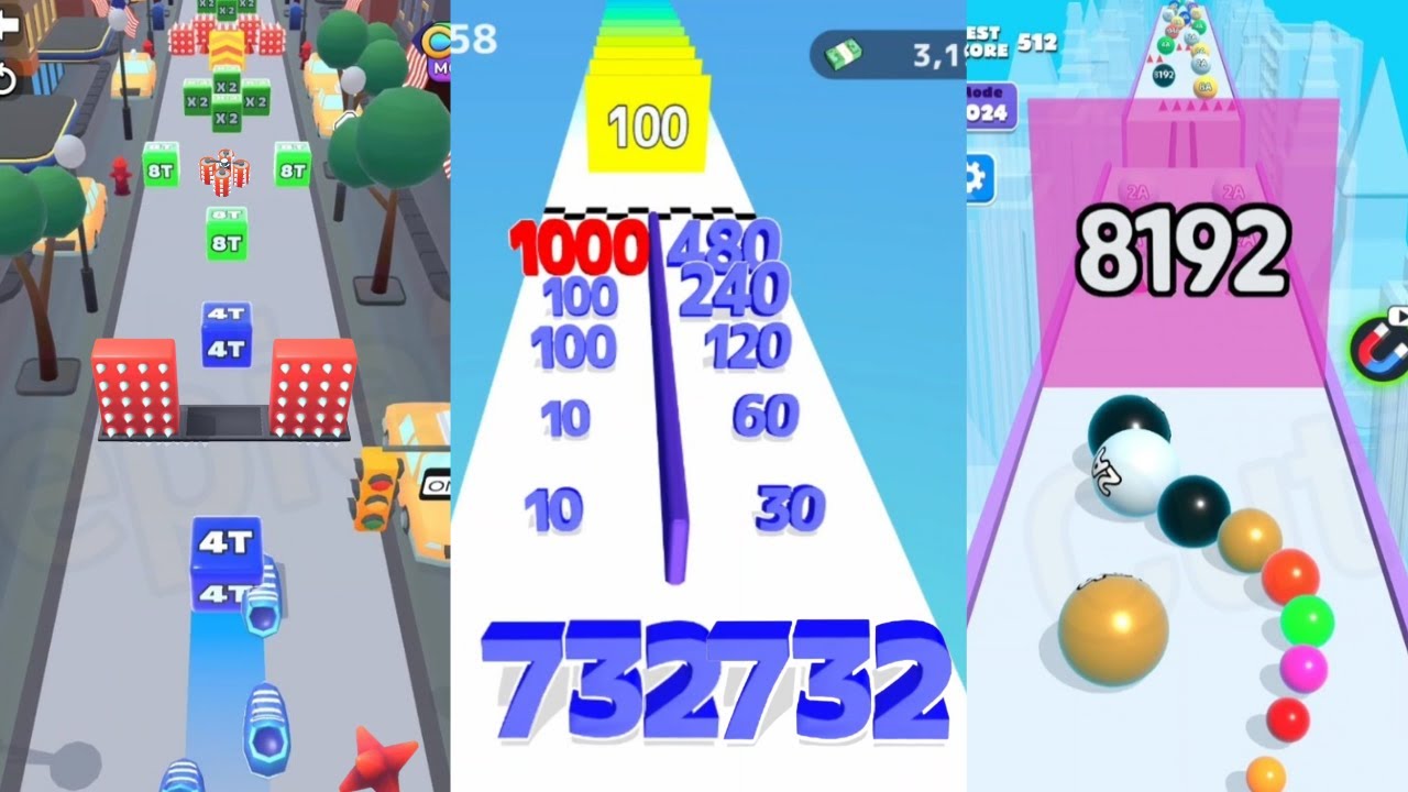 Jelly Run 2048 vs Number Ball Blend Challenge vs Number Run Race 3 in one Gameplay | Run & Merge