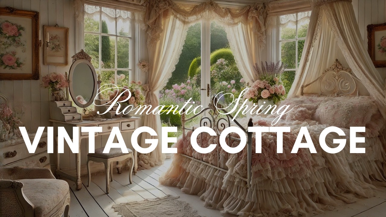 Vintage Cottage Ambience Calming Video Relaxing Music | Shabby Chic Interiors