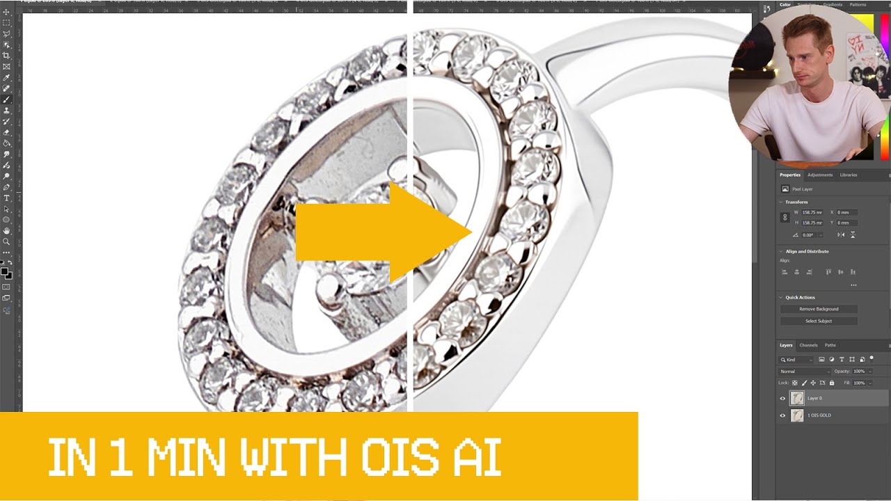 High-End Retouching of Bad Quality Diamond Ring Photo with AI