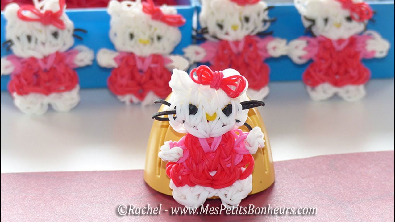 Hello Kitty Rainbow Loom en élastiques - Tuto français