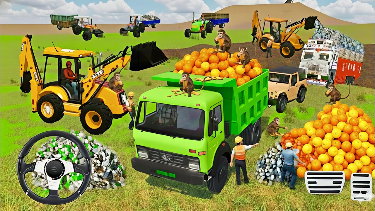 🔴Drive JCB and Uploading 🪨🏗Stone From Dumper🌋 Truck in Game #truck​ #jcb​ #tractor​ #dumper​ #games​