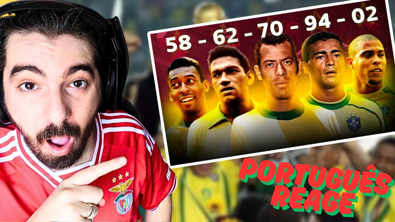 PORTUGUÊS REAGE: BRASIL PENTA: relembre os 5 títulos de Copa do Mundo ⭐⭐⭐⭐⭐