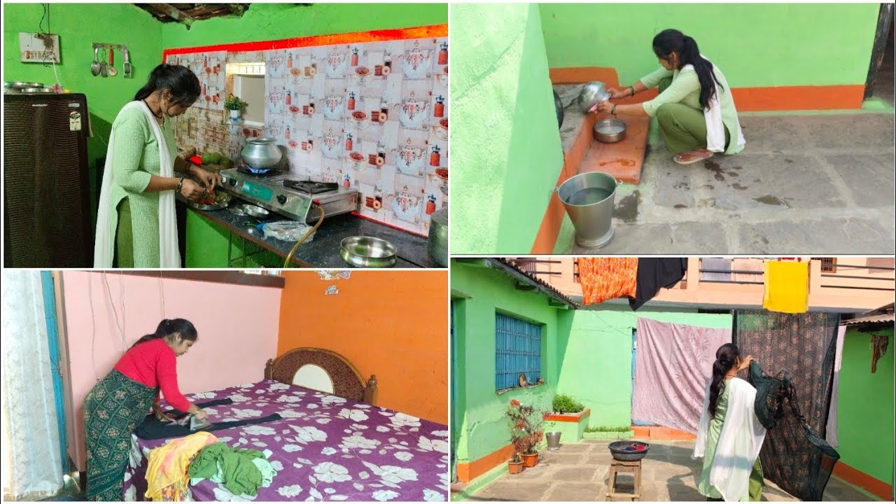 सुबह के समय झटपट निपटाए सारे काम 💁और फिर बनाएं चना भाजी नए चावल का कान्हा तबीयत में सुधार