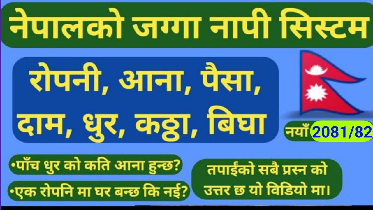 Land Measurement System in Nepal | Ropani -Aana-Paisa-Dam | Bigha-Kattha-Dhur | जग्गा नापी प्रणाली