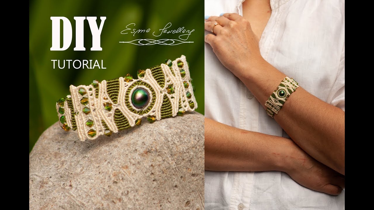 Makramowa bransoletka z perłą tutorial / Prosta makrama / Macrame bracelet with pearl Tutorial DIY
