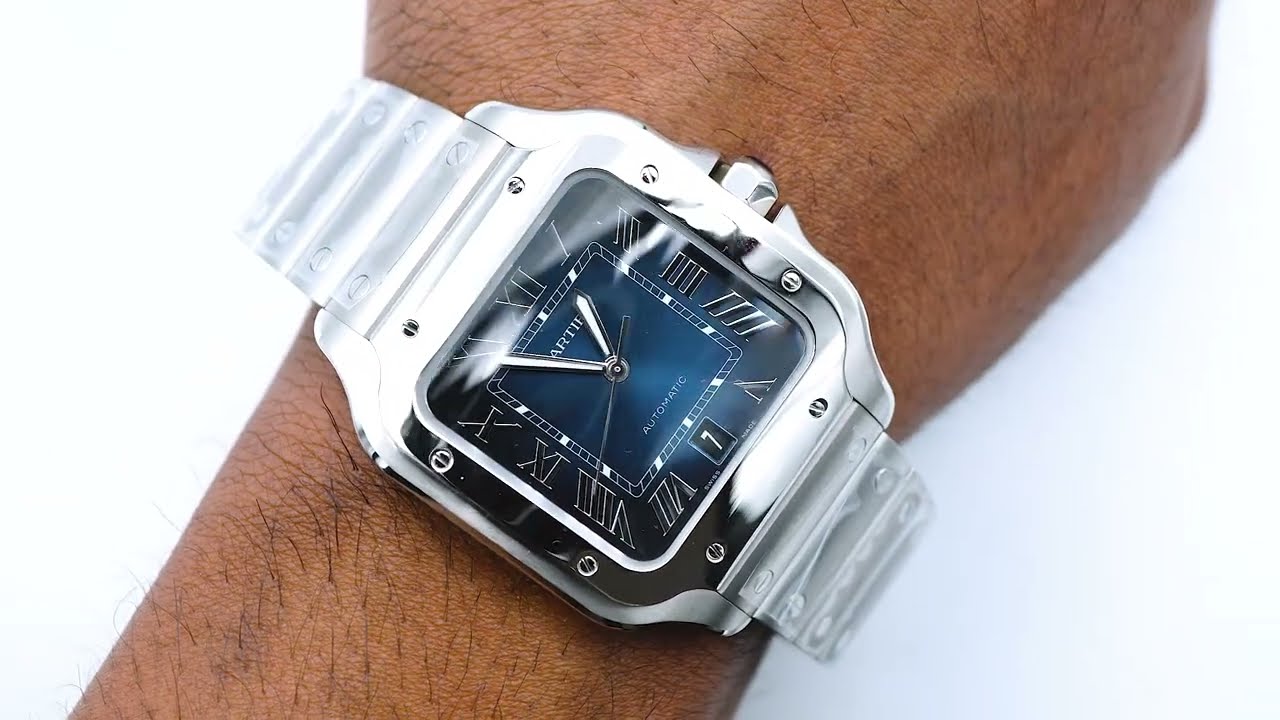 Cartier WSSA0071 Santos De Cartier Stainless Steel Blue Dial Complete Set 2025
