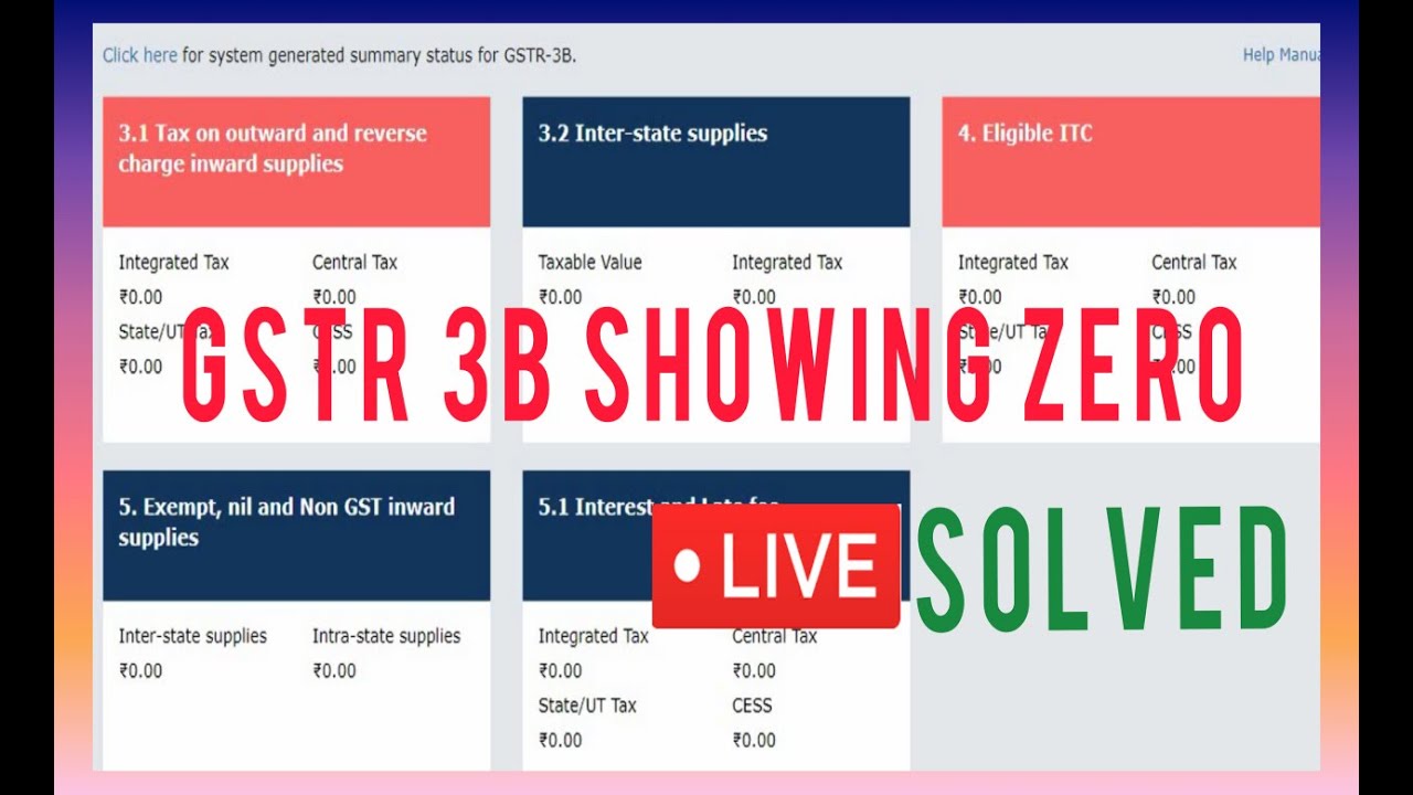 GSTR 3B Showing zero after Export : Solved : GSTR 3B फिलिंग प्रोब्लेम