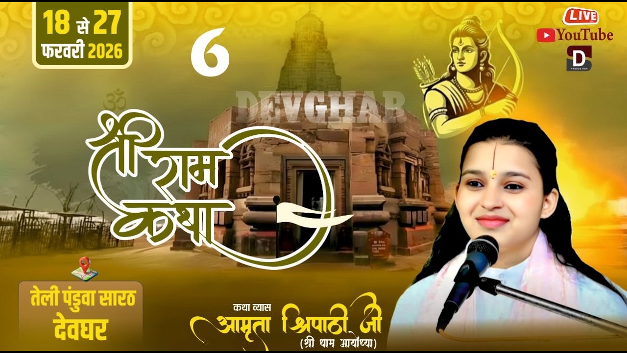 LIVE_DAY 6 = SHRI RAM KATHA // AMRITA TRIPATHI JI // DEVGHAR (J .H )