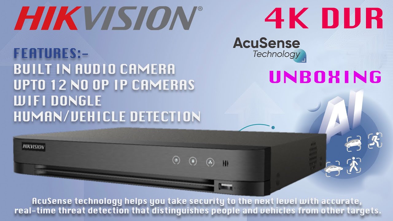 Hikvision 4K Acusense DVR Unboxing & Top Features, iDS-7208HUHI-M1/FA WIFI Dongle & Built In mic HVR