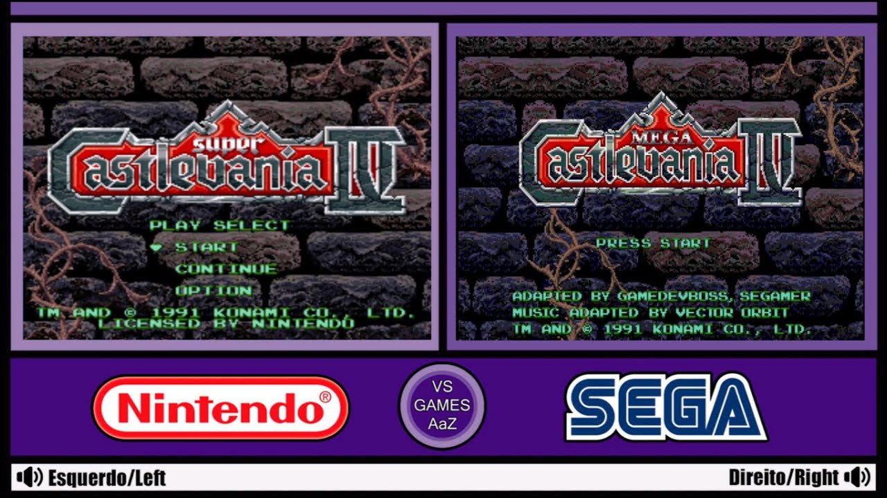 Super Castlevania IV VS  Mega Castlevania IV(Super Nintendo VS Sega Genesis)side by side comparison