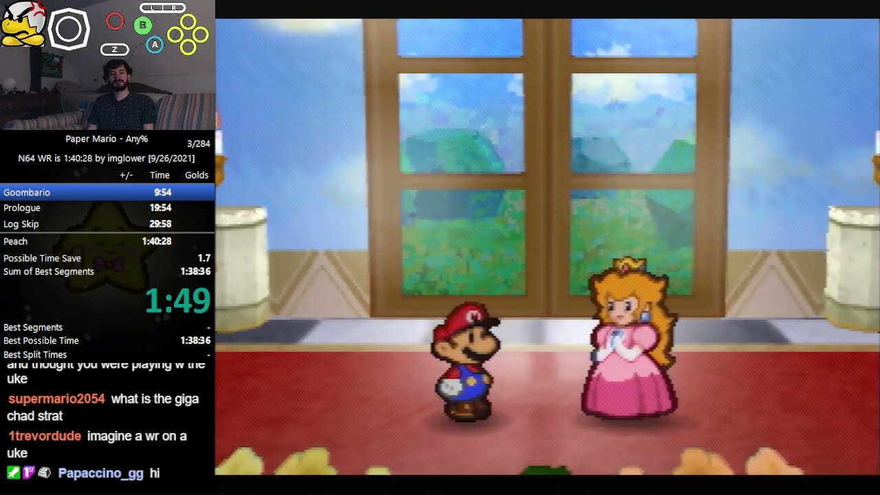 Paper Mario Any% (No ACE) Speedrun in 1:40:07