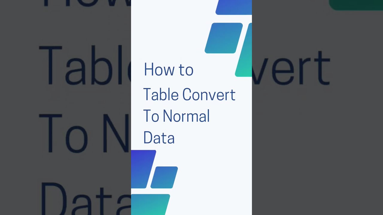 How to convert Table to Normal Data in Excel #exceltrick