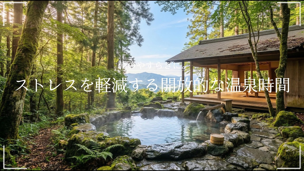【環境音・ASMR】朝の温泉ヒーリングBGM、心と自律神経を整える和風音楽｜作業・瞑想 Harp Onsen Relax