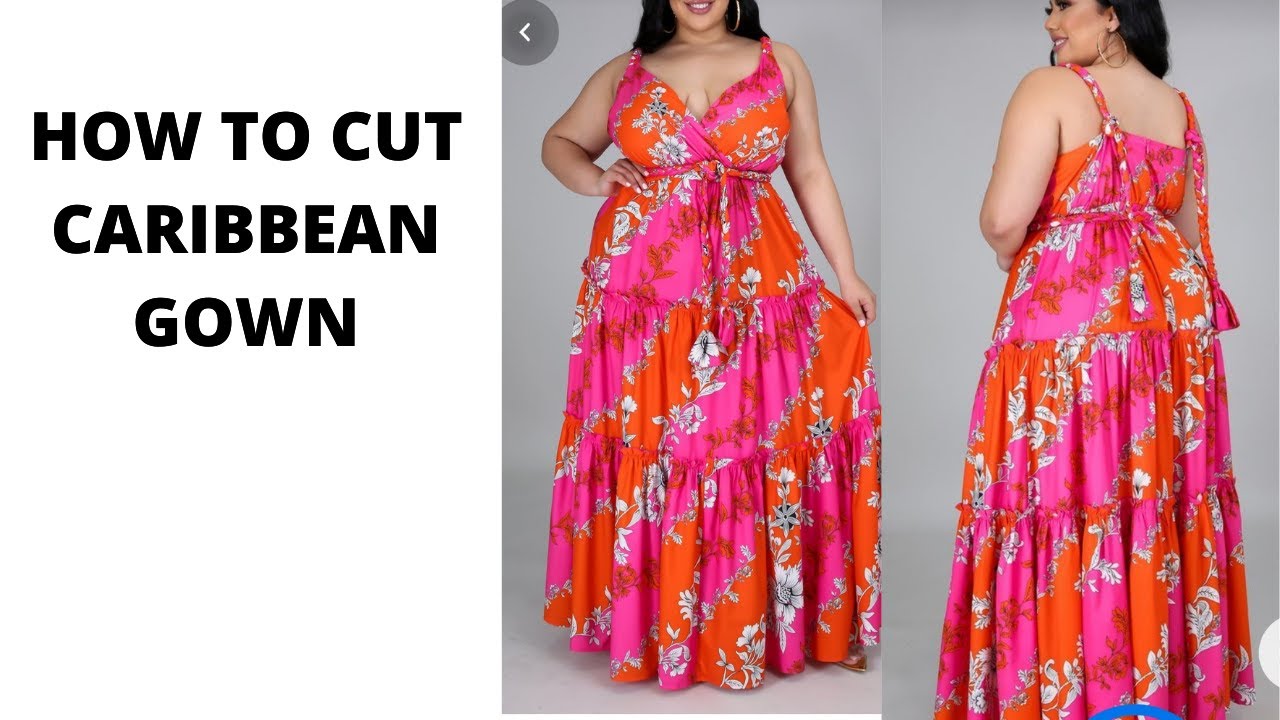 How to cut and sew Caribbean gown / three layers Caribbean gown/ DIY/ ruffle dress