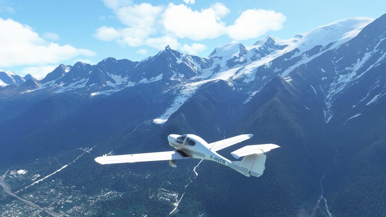 FlightSimulator 2020 Survol des Alpes et de l'Aiguille du Midi entre Sallanches Mont-Blanc et Megève