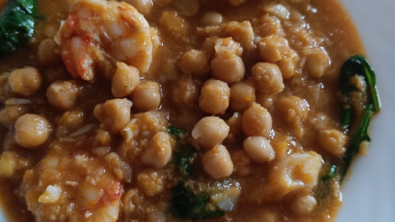 Potaje de cuaresma con langostinos,fácil y rico con Thermomix 