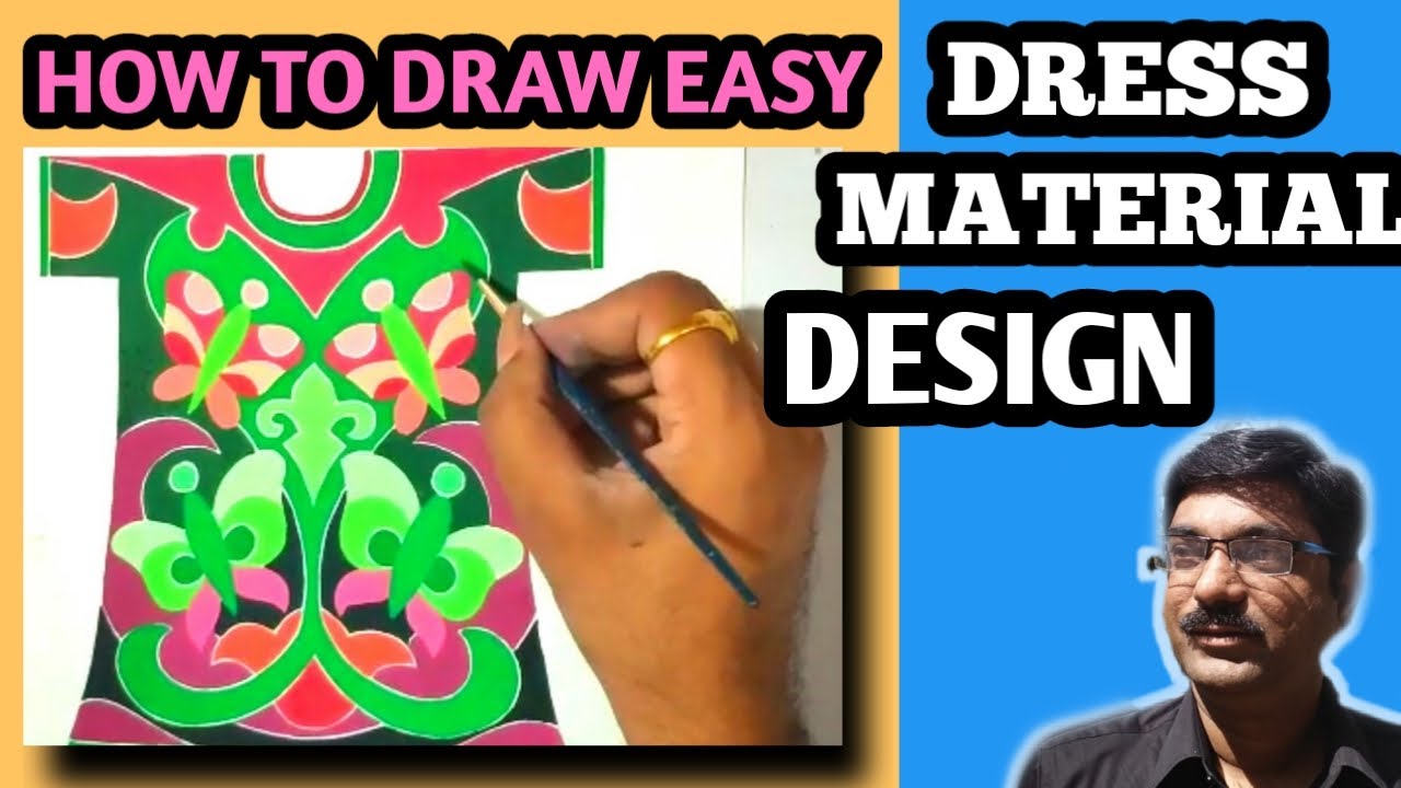 How to draw Dress material Design for Elementary,Intermediate Grade Exam  and school students.